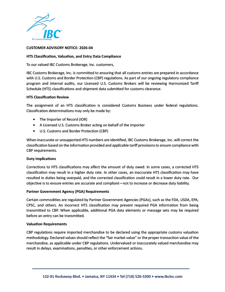 Page one of English blog Customer Advisory Notice 2026-05