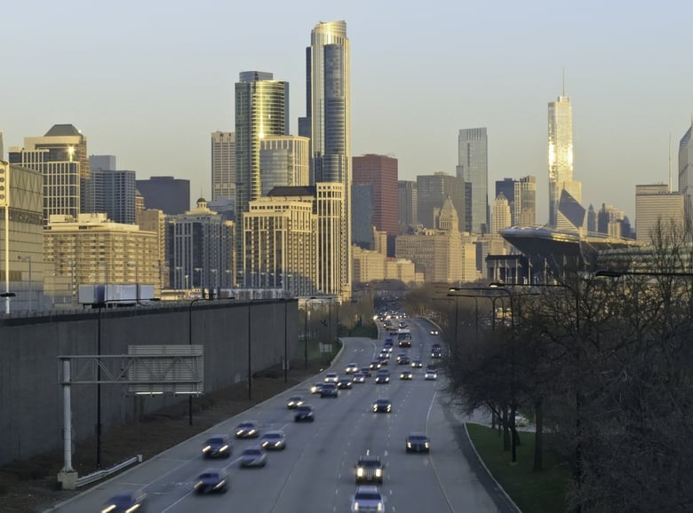 Rush hour at sunrise in Chicago -- looking north along Lake Shore Drive.jpeg